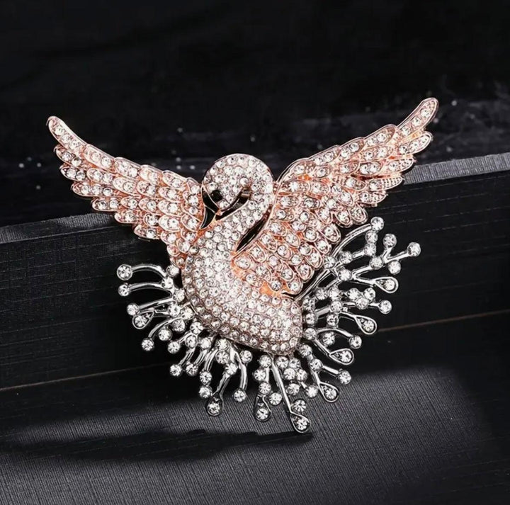 Crystal Swan Sparkle Brooch