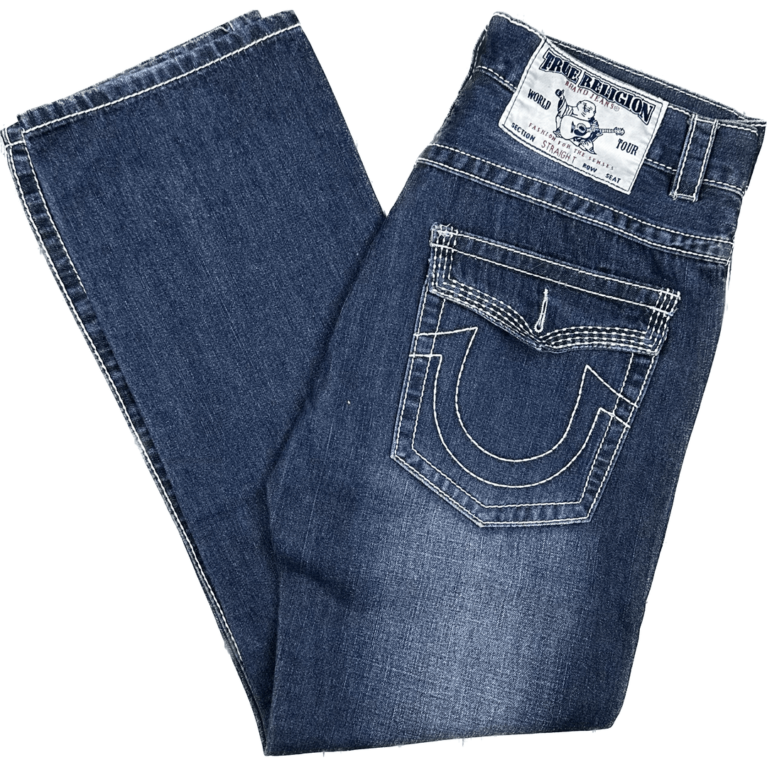 True Religion Mens 'Straight' Flap Top Pocket Jeans - Size 34 - Jean Pool