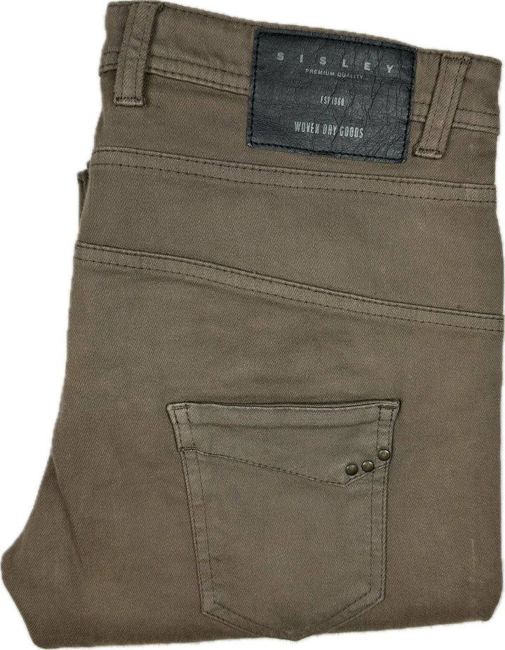 Sisley Khaki Low Slung Boyfriend Jeans -Size 27"