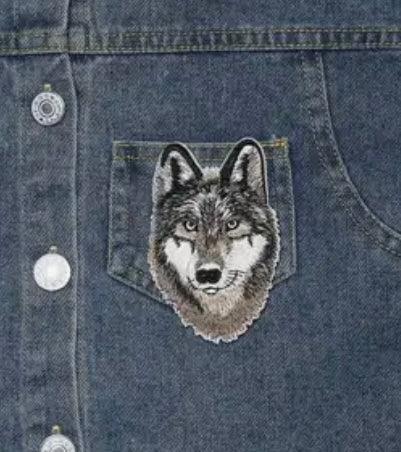 Wolves Head- Embroidered Cloth Patch