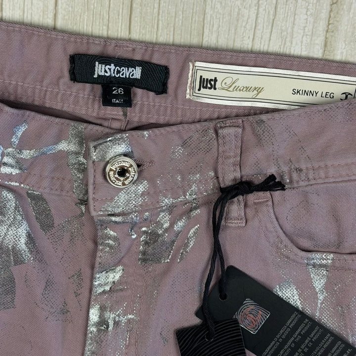 NWT- Just Cavalli Italy Ladies Lavender/Silver Jeans - Size 26"