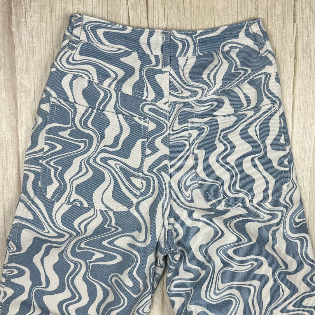 Ghanda 'Berlin' High Rise Wide Leg Printed Jeans - Size 6