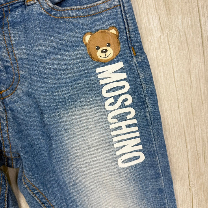 Moschino Baby Teddy Logo Print Baby Jeans  - Size 18M