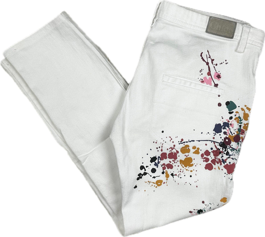 Chloe Cropped Paint Splatter  Capri Jeans- Size 8/10