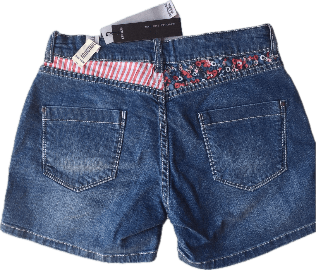 French label IKKS Ladies Denim Patch Shorts - Jean Pool