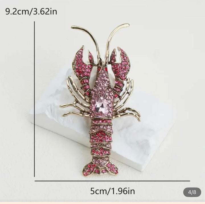 Lobster Pink Sparkle Brooch Large