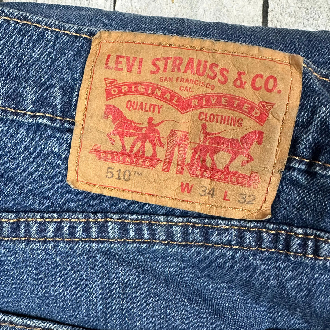 Levis 510 Mens Vintage Wash Slim Fit Jeans -Size 34/32 - Jean Pool