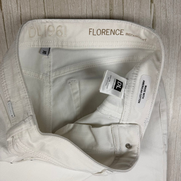 DL1961 'Florence' 360 Comfort Mid Rise Slim Fit White Jeans -Size 26"