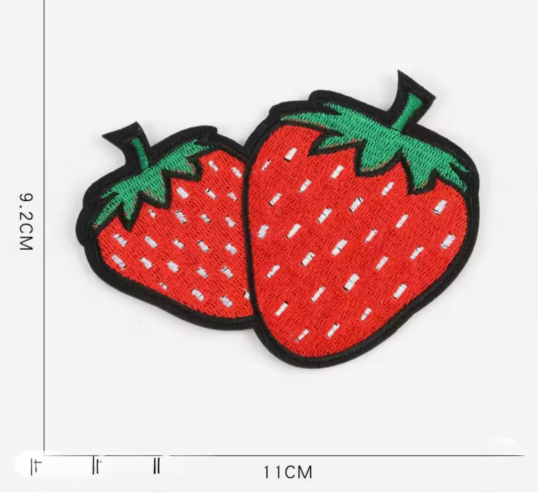 X Large Strawberries-  Embroidered Iron On Patch