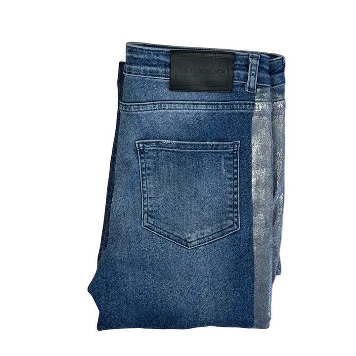 Silvian Heach Italian Silver Paint Boot Flare Jeans- Size 14