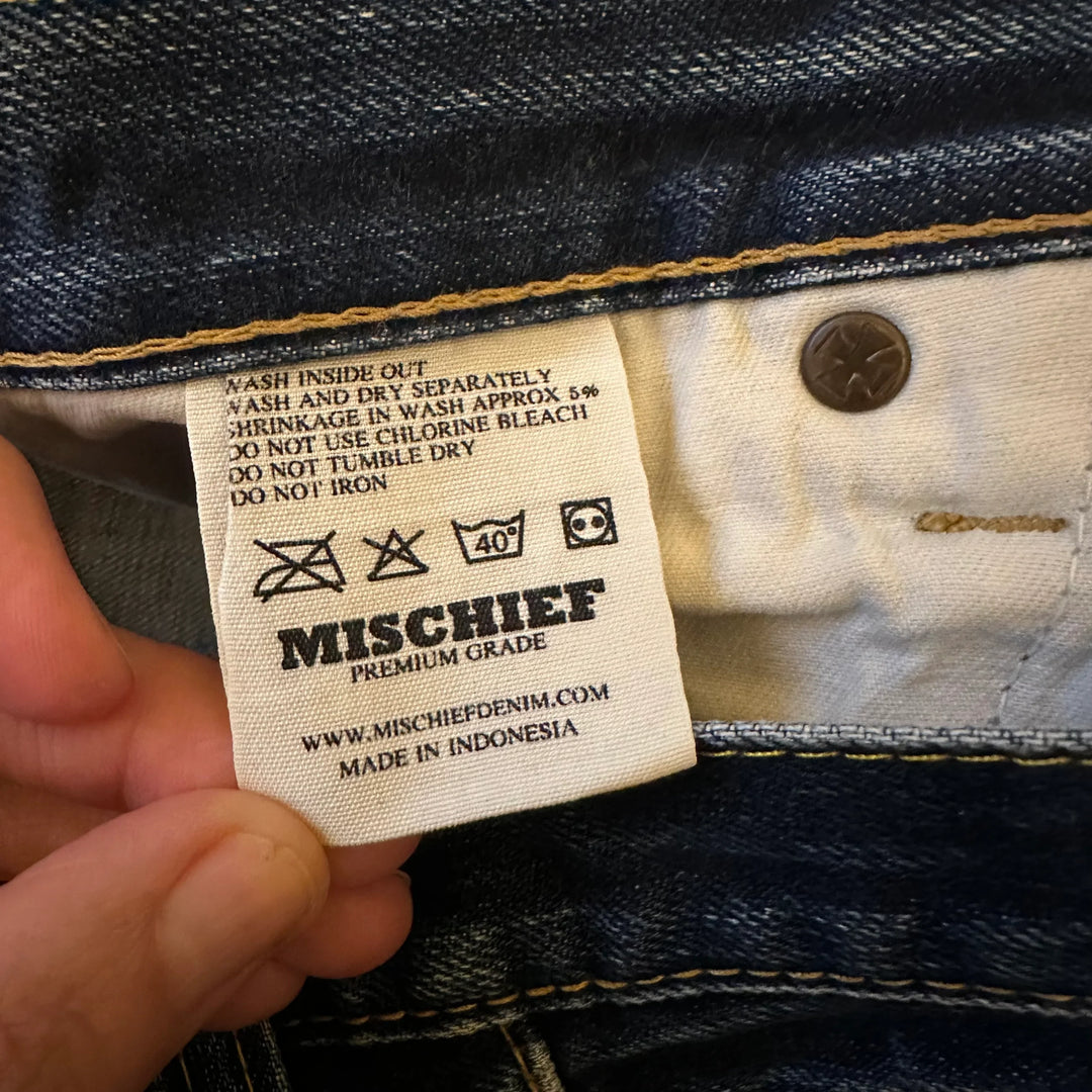 Mischief Aged Selvedge Denim Straight Jeans - Size 32