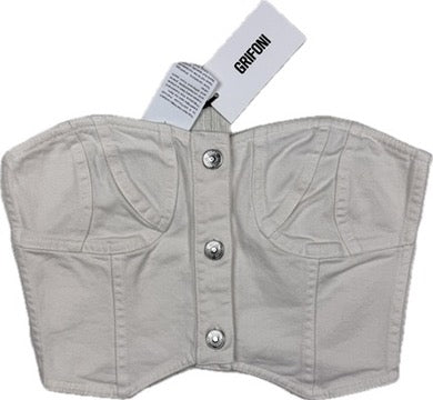 NWT- Grifoni Italy Ladies Denim Crop Bustier Top- Size M