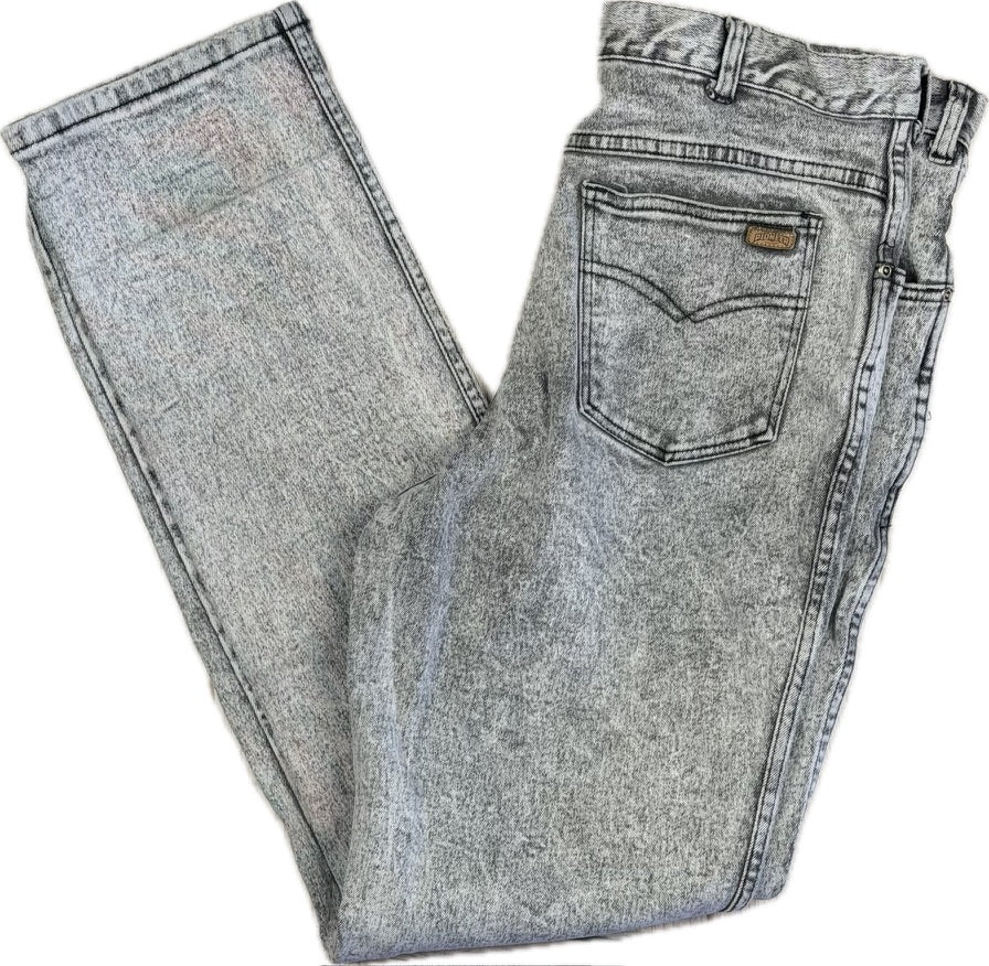 1980's Pioneer Acid Wash Slim Fit Jeans- Suit Size 34"