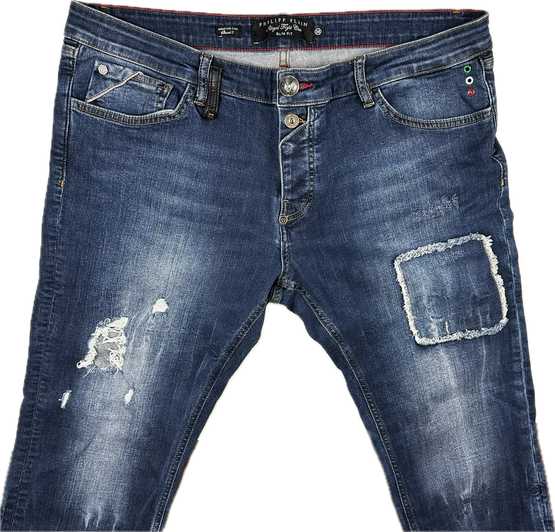Philipp Plein Mens 'Special 3' Slim Fit  Fight Club Jeans -Size 38
