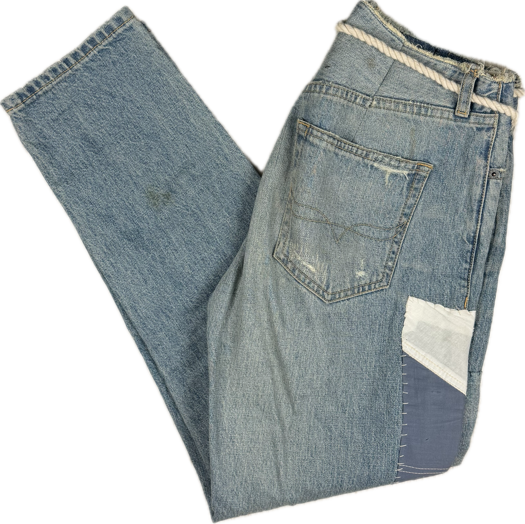 Ralph Lauren 'Avery Boyfriend' Patchwork Rope Belt Denim Jeans - Size 26