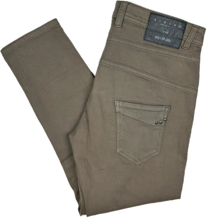 Sisley Khaki Low Slung Boyfriend Jeans -Size 27"