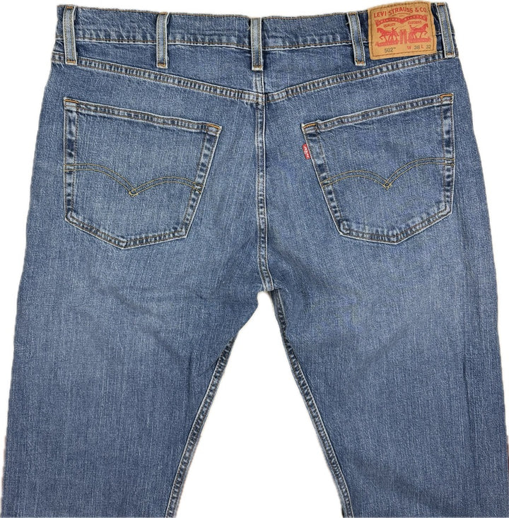 Levis 502 Button Fly Mens Straight Fit Jeans - Size 38/32