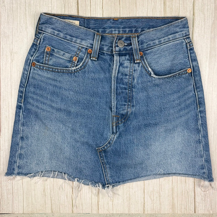 Levis Classic Fray Hem Denim Skirt - Size 24"