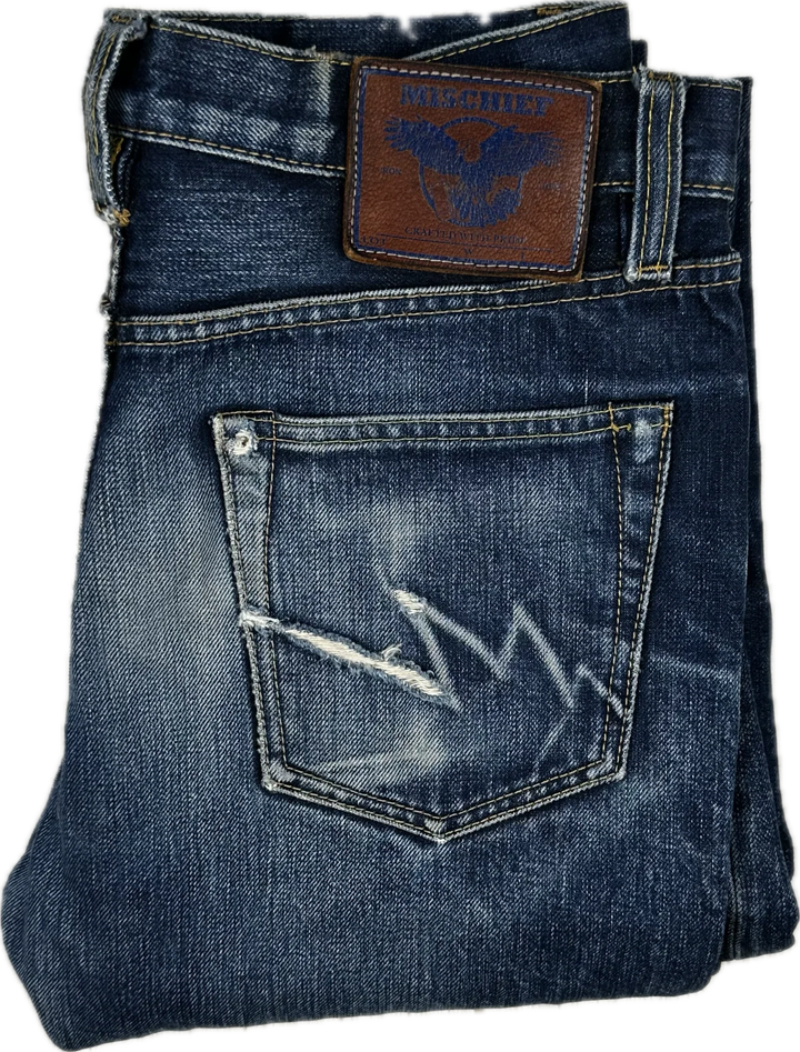 Mischief Aged Selvedge Denim Straight Jeans - Size 32