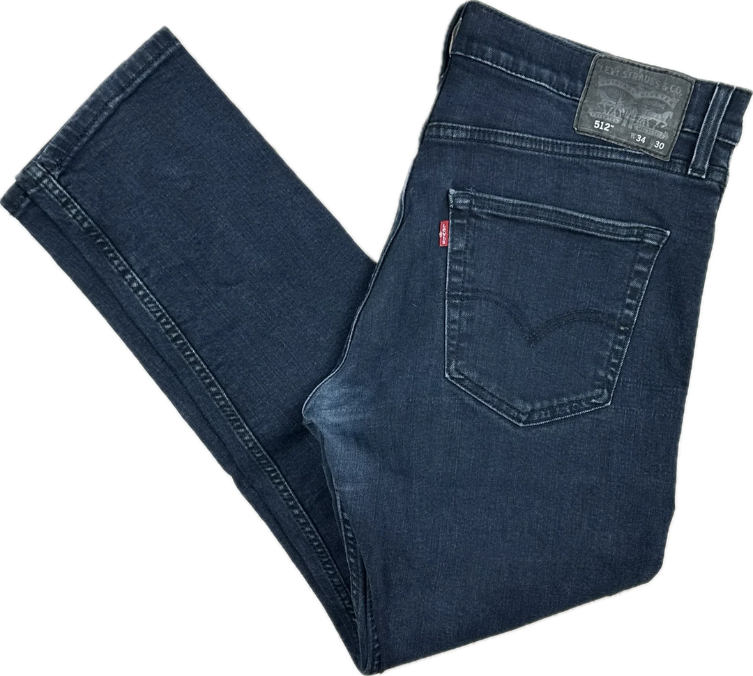 Levis 512 Dark Navy Tapered Mens Jeans - Size 34S