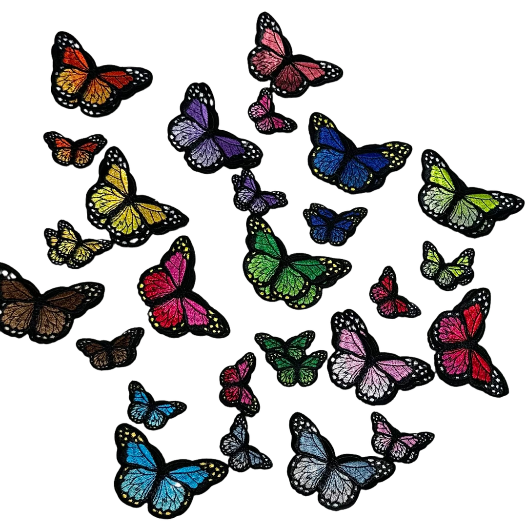 Coloured Butterfly x2- Embroidered Patch