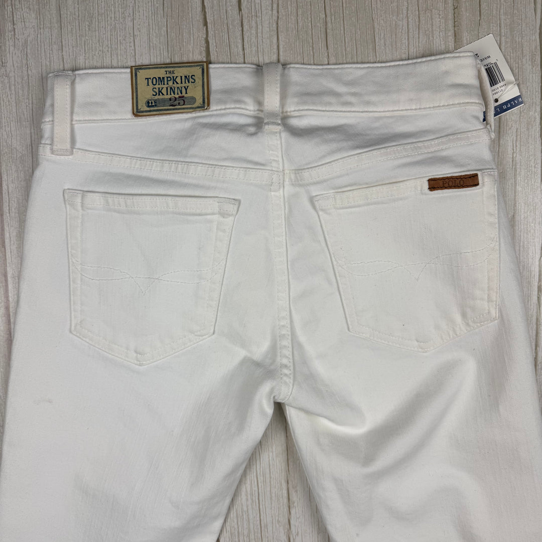 NWT- Polo Ralph Lauren Ladies 'Tompkins Skinny ' White Jeans -Size 25