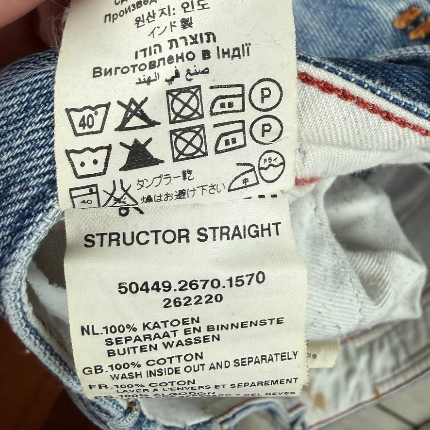 G Star RAW Mens 'Structor Straight' Trashed Jeans -Size 32