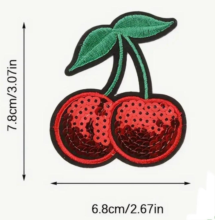 Cherries- Embroidered Sequin Patch - Jean Pool