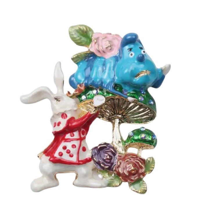 Wonderland Inspired Enamel & Sparkle Brooch