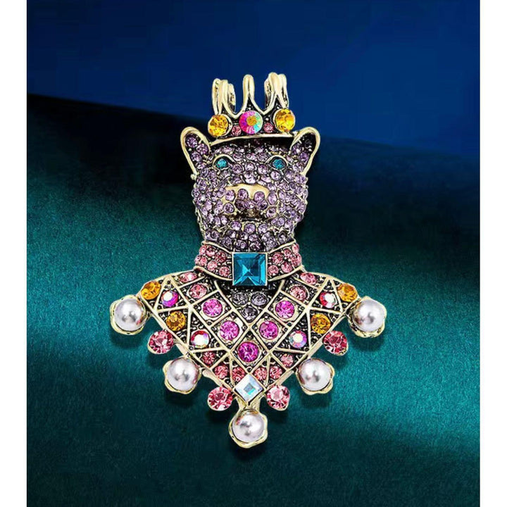 Jewelled Dressed Cat King Brooch - Jean Pool