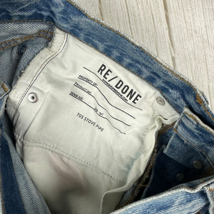 RE/DONE 70s Stovepipe Blue Straight Jeans -Size 24