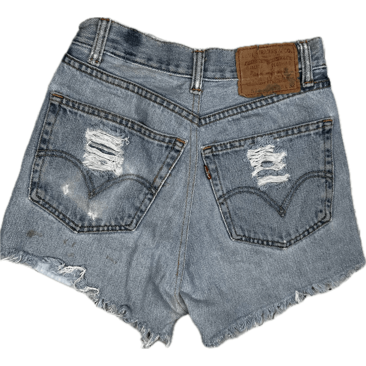 Levis Reworked Ladies High Rise Destroyed Denim Shorts - Size 23" - Jean Pool
