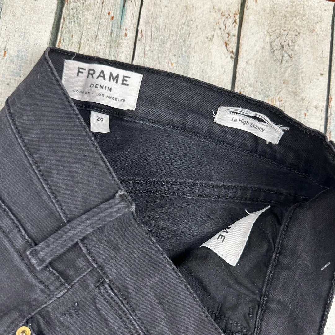 Frame Denim 'Le High Skinny' Black Stretch Jeans -Size 24 or 6 AU - Jean Pool