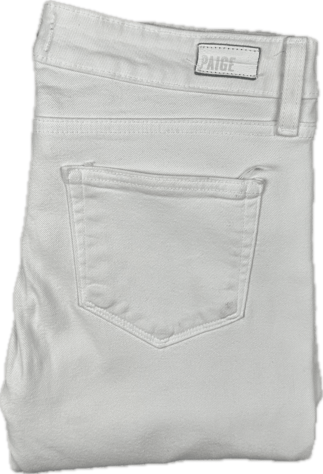 Paige Denim 'Verdugo Ankle' White Stretch Zip Jeans- Size 28 - Jean Pool