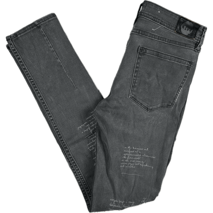 NEUW 'Razor Skinny' Ladies Script Print Jeans - Size 27R - Jean Pool