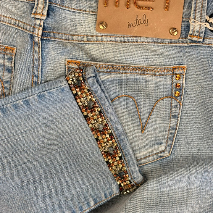 NWT- Italian MET Crystal Trim Low Rise Jeans- Size 30