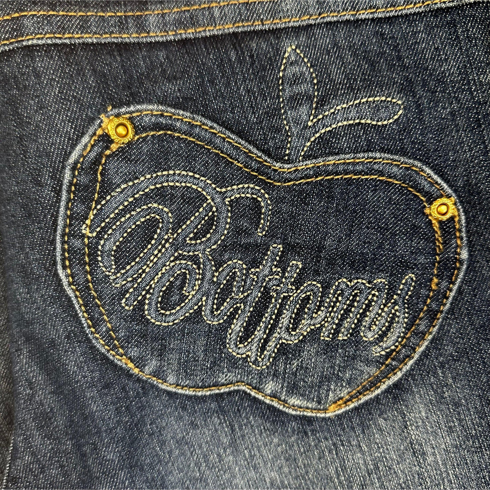 Apple Bottoms Iconic Apple Logo Pocket Flare Jeans Size 10 Jean Pool apple-bottoms-iconic-apple-logo-pocket-flare-jeans-size-10-jean-pool