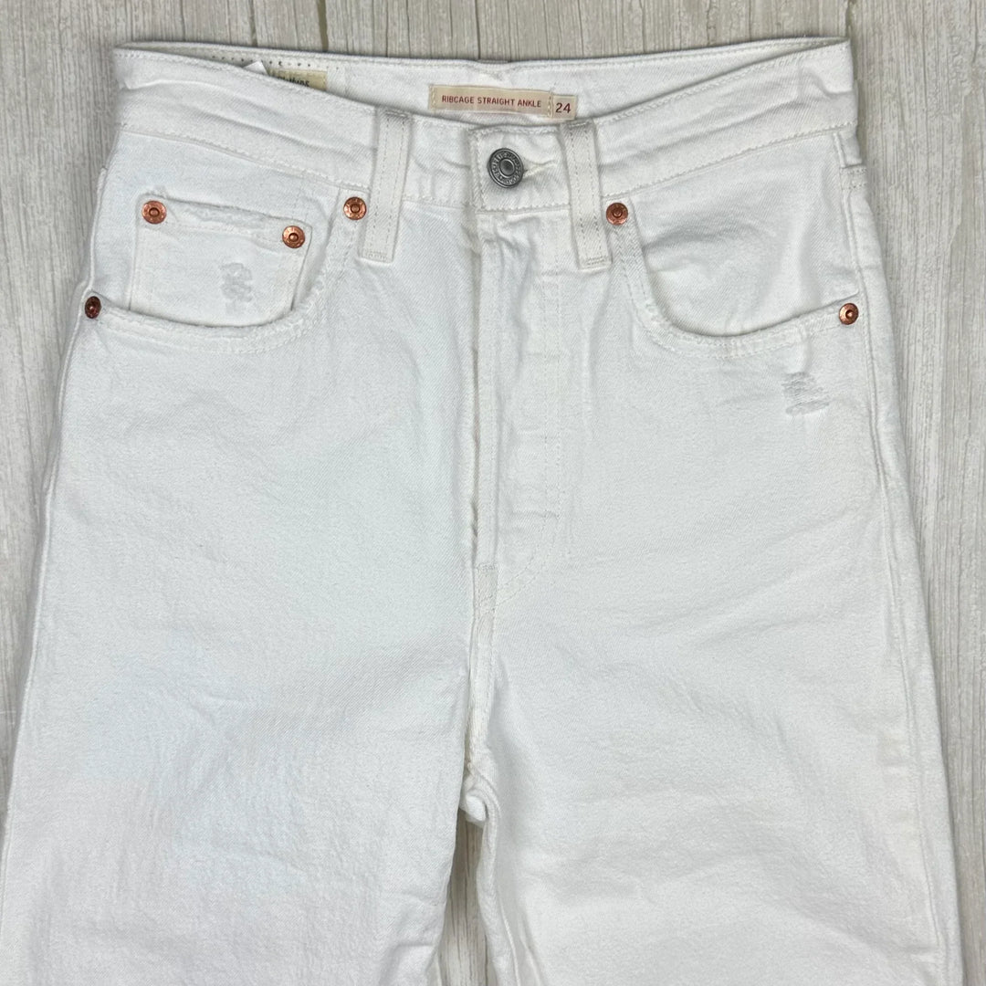 Levis Ladies ‘Ribcage Straight Ankle’ White Jeans  - Size 24
