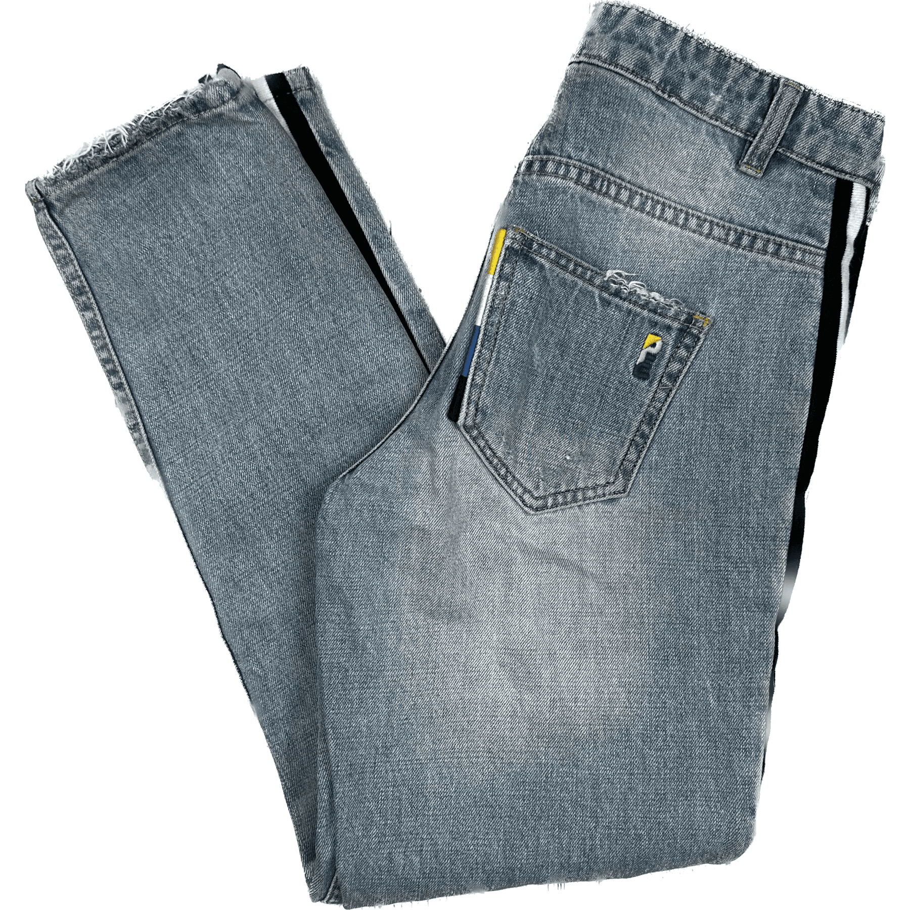 Jeans with 2025 silver side stripe