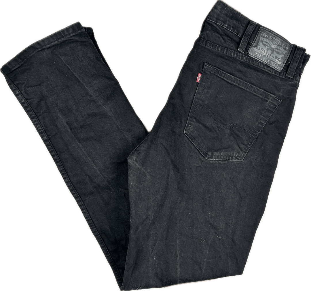 Levis Slim Straight 511 Men's Black Jeans - Size 38/34 - Jean Pool