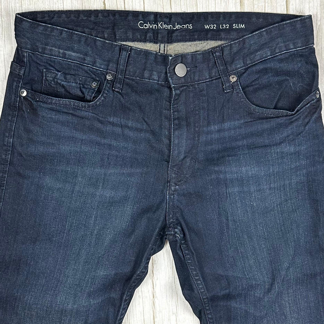 Calvin Klein Mens Dark Wash ' Slim' Jeans - Size 32/32