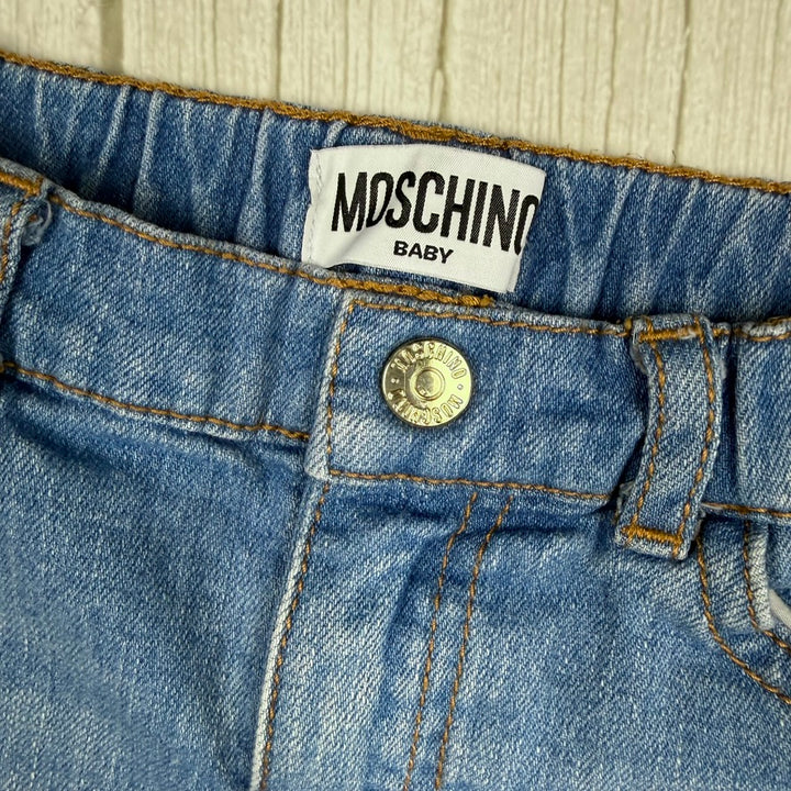 Moschino Baby Teddy Logo Print Baby Jeans  - Size 18M