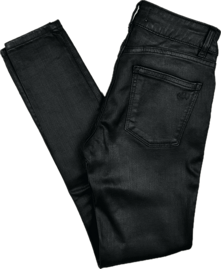 DL1961 'Emma' Black Coated Power Skinny Jeans -Size 24" - Jean Pool