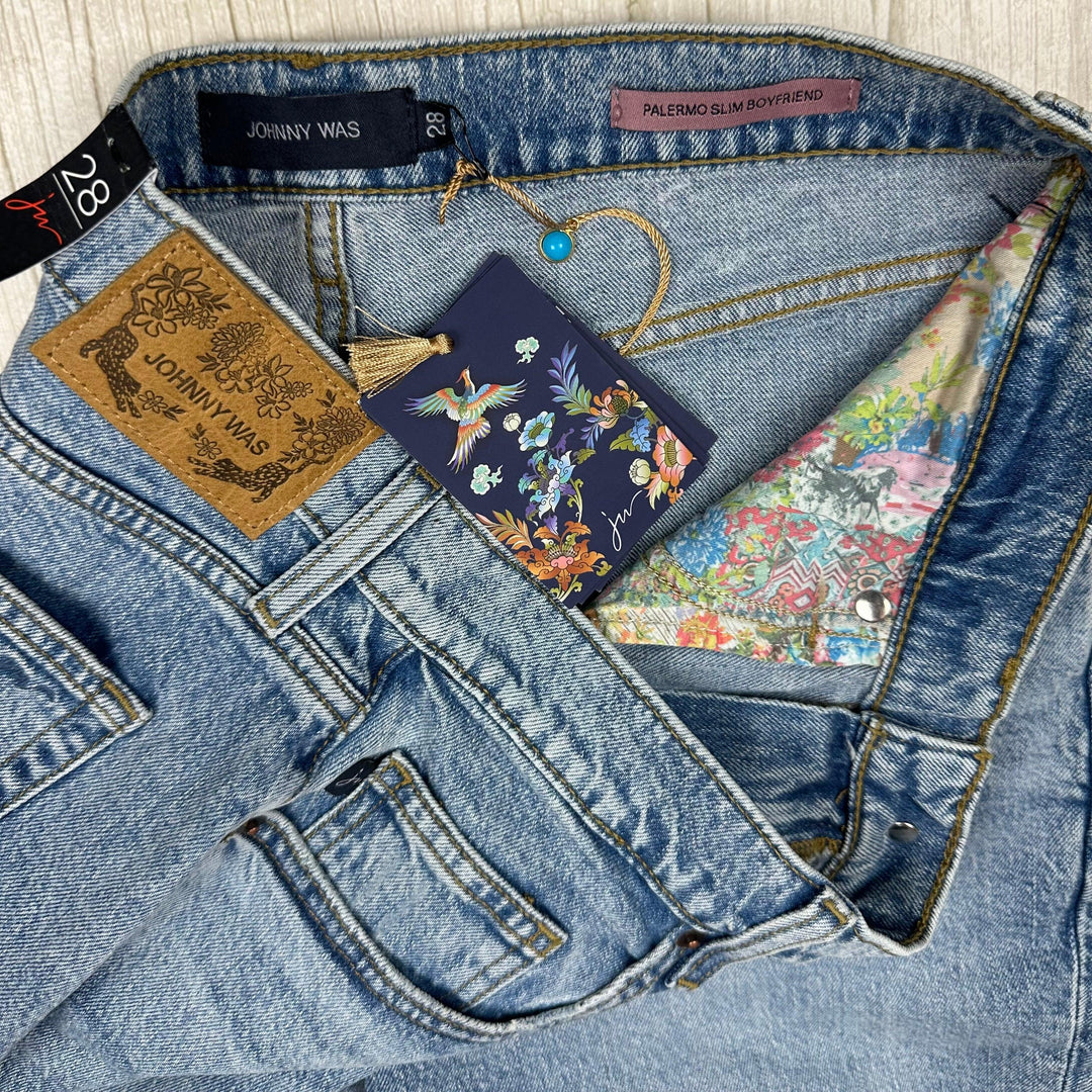 NWT- Johnny Was ‘Palermo' Slim Boyfriend Jeans - Size 28