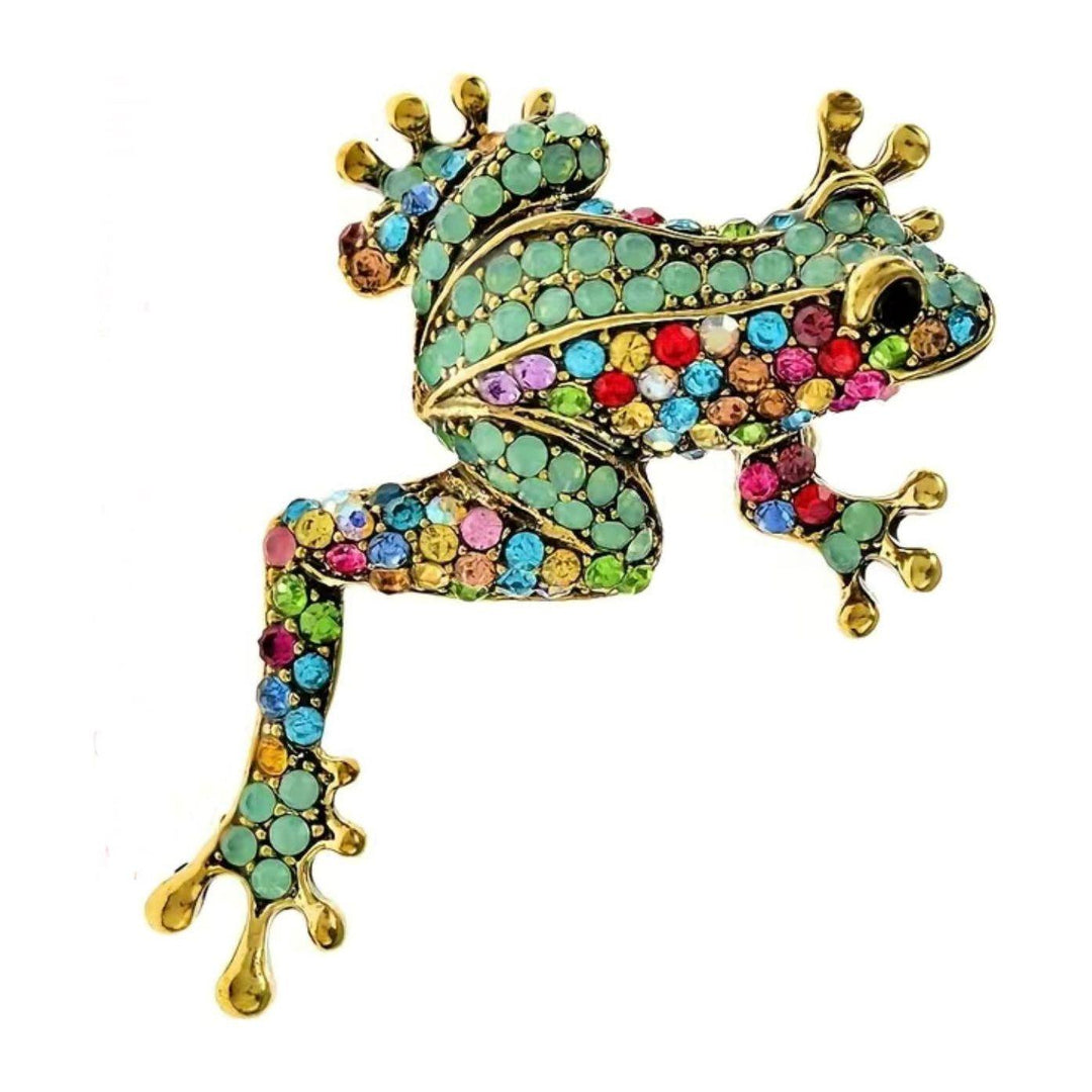 Jewelled Gold Frog Brooch - Jean Pool