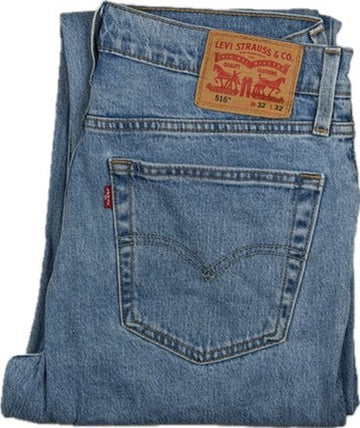Levis 516 Straight Leg Raw Hem Crop Denim Jeans - Size 32
