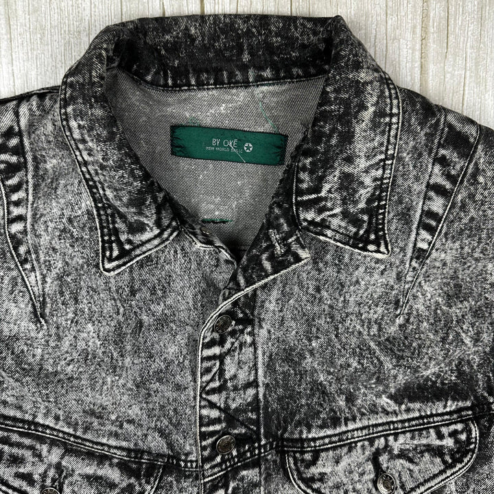 Vintage 80s Mens Acid Wash Denim Jacket by Oke- Size L