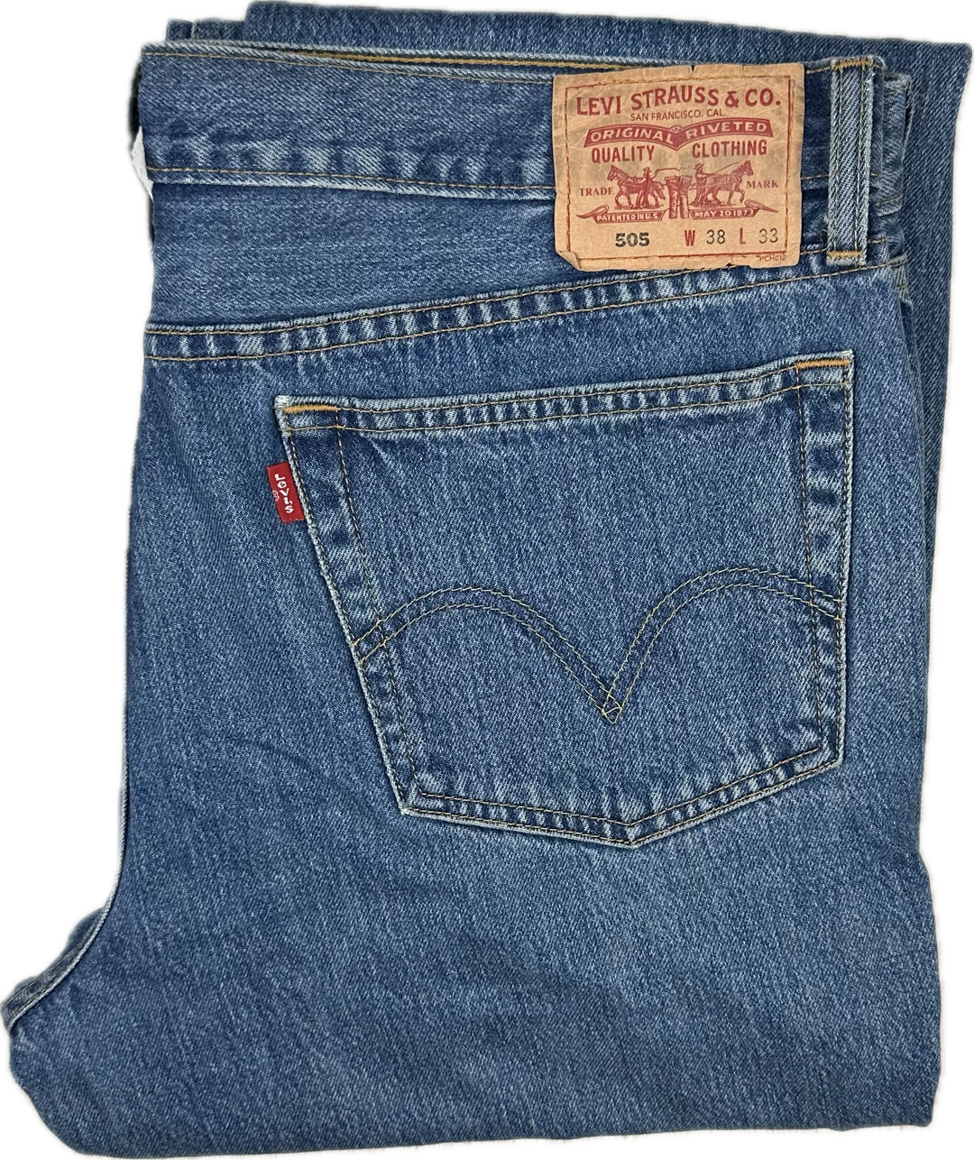 Levis 505 Y2K Mid Blue Wash Regular Fit -Size 38/33
