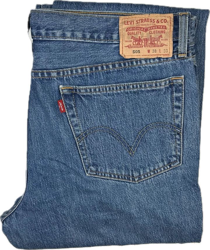 Levis 505 Y2K Mid Blue Wash Regular Fit -Size 38/33