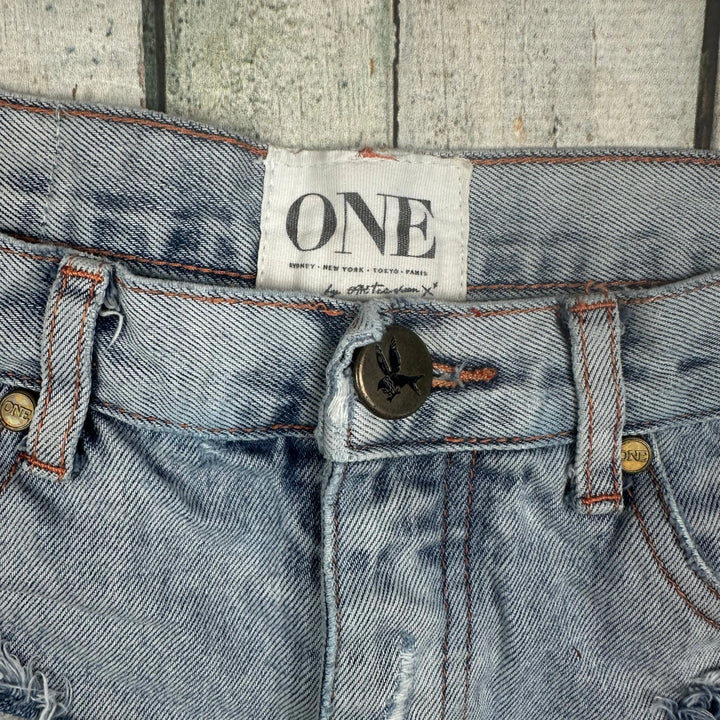 One Teaspoon 'Bandits' Destroyed Denim Shorts - Size 24 - Jean Pool